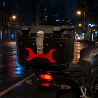 Boîte à bagages arrière pour moto 45L en PP, haute résistance aux chocs, étanche, avec LED, serrure à clé, logo personnalisé, vente en gros