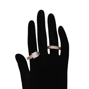 14933 xuping Moda placcato in oro anello in oro rosa set coperto in bianco zircone