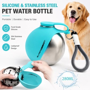 Bestseller: Bottiglia d'Acqua per Cani 2 in 1, Design Super, 280ml, Bottiglia in Acciaio Inox da 9.47fl.oz per Animali Domestici, Portatile, ODM - Product Image 1