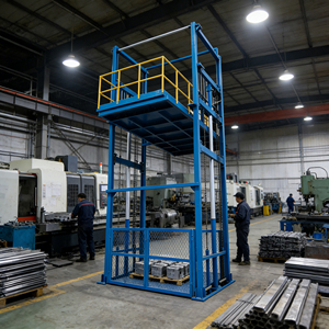 Lift Kargo Industri Beban Berat, Elevator Barang Hidrolik Tugas Berat, Kontrol Nirkabel, Konstruksi Baja, Pengangkat Pabrik - Product Image 5