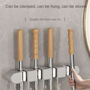 Self-Adhesive Wall Mounted Mop Holder Rack No Drilling Required Storage Shelves for Broom and Mop in Kitchen and Bathroom - Product Image 2