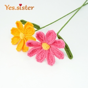 Hoa hồng đỏ móc len thủ công, hoa giả móc len làm quà tặng cho bé gái, bó hoa cưới, tự làm, quà tặng Ngày của Mẹ - Product Image 2