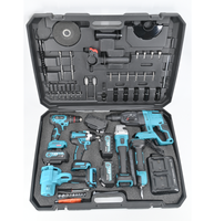 Ensemble d'outils électriques en acier inoxydable OEM ODM OBM avec perceuse sans fil, clé à chocs, marteau perforateur, meuleuse d'angle, scie sauteuse, batterie au lithium