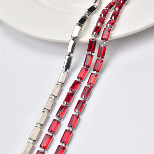 Chaîne en Strass rectangulaire de 5x10Mm pour la fabrication de bijoux, <span class=keywords><strong>verre</strong></span> coloré, cristal, Strass, Base en argent, coupe, bricolage, robe de vêtement - Product Image 4