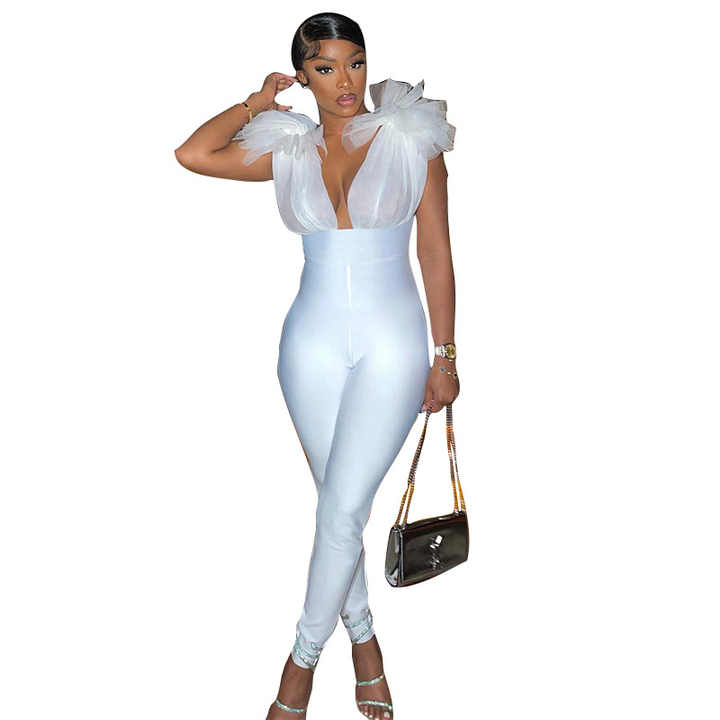 Xuan2Xuan3 Women's Camouflage Bodycon Jumpsuit - Backless Sleeveless One-Piece, Zipper Closure - View #8