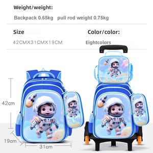 Nouveau Sac <span class=keywords><strong>à</strong></span> Dos <span class=keywords><strong>à</strong></span> <span class=keywords><strong>Roulettes</strong></span> pour Enfants 2026, Motif 3D Dessin Animé, Ensemble Trois Pièces Léger et Imperméable pour Garçons et Filles, Cadeaux - Product Image 3