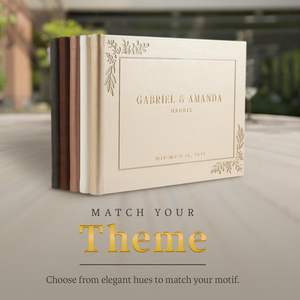 Couverture en cuir Vintage de luxe gravure blanche et or A4 B5 <span class=keywords><strong>livre</strong></span> d'or d'anniversaire cartonné planificateurs de mariage Pages lignées - Product Image 6