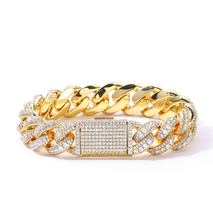 GRA Certified Moissanite Cuban Link <b>Bracelets</b> S925 Silver 18K Gold Vermeil Hand Set Pave Hip Hop Custom Fine Jewelry Maker B2B - Product Image 5