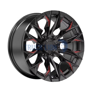 Jantes de camionnette 4x4 tout-terrain certifiées DOT, 18 pouces, noires avec accents rouges, concaves profondes, pour RS LM RI-D pour Jeep Ford - Product Image 2