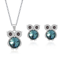 Juego de Joyería de Plata de Ley S925 con Búho y Cristales Austríacos, Collar y Aretes para Mujer, Fabricante SPJ