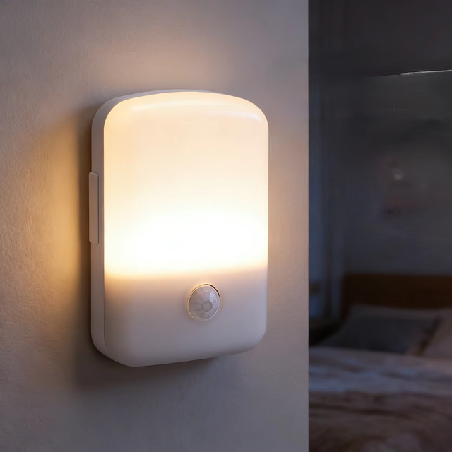 Smart Motion Sensor Night Light Auto On/Off LED Nightlight for Home Bedroom Hallway Stairs Warm White Rechargeable USB 2-Piece