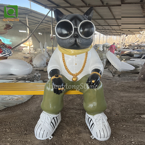Vendita calda resina personalizzata in fibra di vetro all'aperto decorazione <span class=keywords><strong>da</strong></span> giardino animale cartone animato ricco <span class=keywords><strong>gatto</strong></span> <span class=keywords><strong>e</strong></span> <span class=keywords><strong>cane</strong></span> statua - Product Image 3