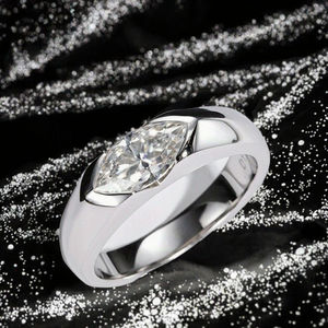 Trendy Design Unisex 925 Silver Rhodium Plated Marquise Cut VVS Solitaire Moissanite Luxury Engagement Wedding Ring Fine Jewelry - Product Image 3