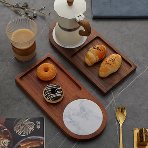 Bandeja de madera de nogal negro estilo japonés, color sólido, para servir café, té y aperitivos, uso individual - Product Image 4