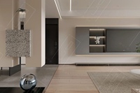 Meuble TV mural flottant moderne gris, blanc, noir avec rangement dissimulé pour appartement, salon, maison - Offre Spéciale