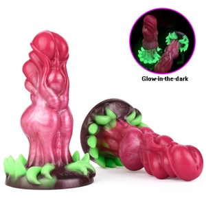 Monster <b>Dildo</b> Thick Knot Anal Plug Fantasy Penis Silicone Suction Cup Vaginal Insertion Glowing <b>Dildo</b> Adult Sex Toy Wholesale - Product Image 1
