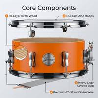 Professional 13 Inch Orange High Quality Wood Shell Student Beginner Performance Percussion Musical Instrument Snare Drum