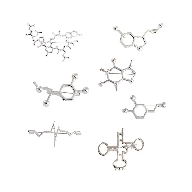 Kim Loại Tùy Chỉnh Hợp Kim Kẽm RNA Adrenaline Caffeine Serotonin Cấu Trúc Phân Tử Hóa Học Trâm Cài Ve Áo Pin