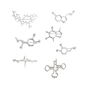 定制金属锌合金RNA肾上腺素咖啡因5-羟色胺分子结构化学胸针翻领别针