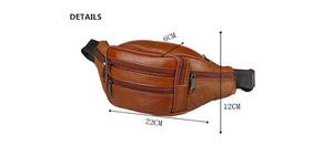 Riñonera de Cuero Genuino para Hombre, Impermeable, con Cierre, para Viajes, Senderismo, con Bolsillo para Teléfono Celular, para Actividades al Aire Libre - Product Image 6