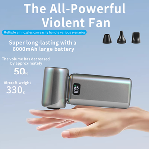 Ventilateur portable multifonction 6000 mAh, 5 vitesses, lumière LED, batterie de secours, <span class=keywords><strong>mini</strong></span> ventilateur turbo de refroidissement - Product Image 4
