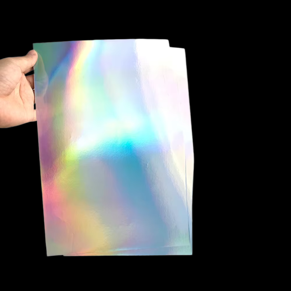 Supplier Custom Water-activated A4 Polyester Holographic Vinyl Sticker Paper Sheet Waterproof Glossy Acrylic Self-Adhesive Film
