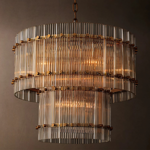 Lustre rond à <span class=keywords><strong>deux</strong></span> niveaux en verre RHOEM RH San Marco, lustre pour escalier, lustre pour villa, salon, éclairage de luxe, décoration de la maison - Product Image 5