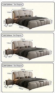 Cama Moderna de Lujo Tapizada con Luz Nocturna LED, 4 Opciones de Almacenamiento, Estructura/Mecanismo de Elevación a Gas, Muebles de Dormitorio de Cuero con Diseño de Huella de Gato - Product Image 5