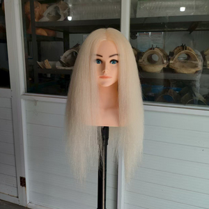 <span class=keywords><strong>Tête</strong></span> de poupée de Mannequin d'entraînement féminin en cheveux de chèvre longs <span class=keywords><strong>et</strong></span> droits pour Salon d'école de beauté pour pratique <span class=keywords><strong>coiffure</strong></span> coupe tressage - Product Image 2