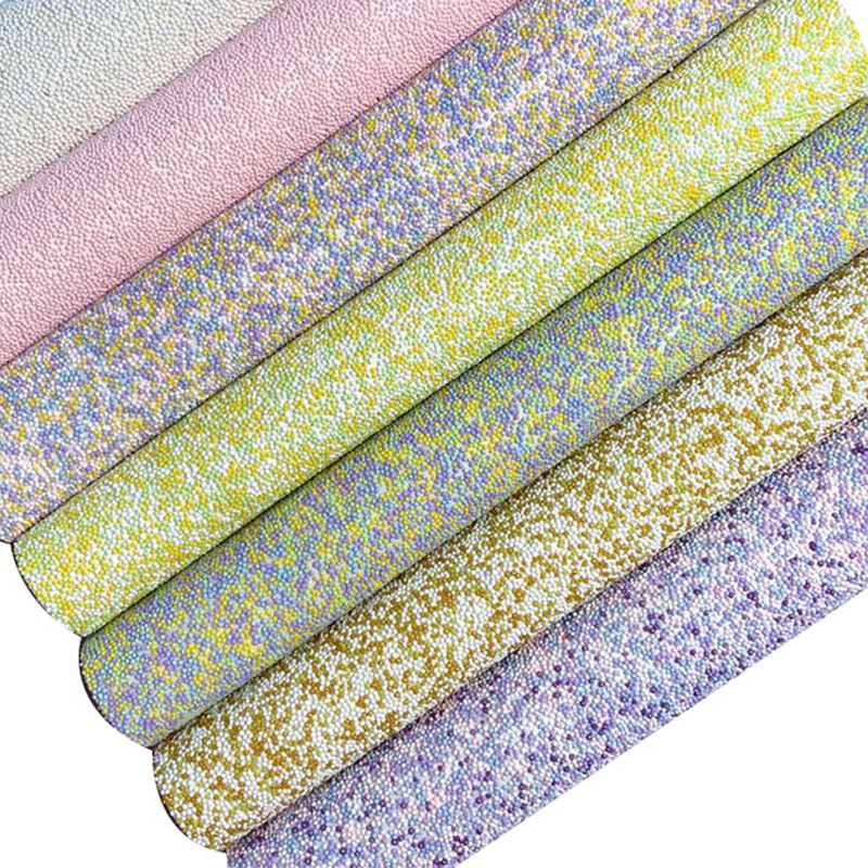 Quick Delivery Glitter Fabric Shiny Sequin Synthetic Leather Tessuto Glitter Luxury Various Colors Glitter Leather