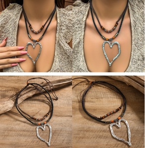 70CM uzun balmumu iplik halat zincir büyük Hollow aşk kalp şekilli kolye kolye kadınlar için tatlı serin ayarlanabilir gerdanlık - Product Image 6