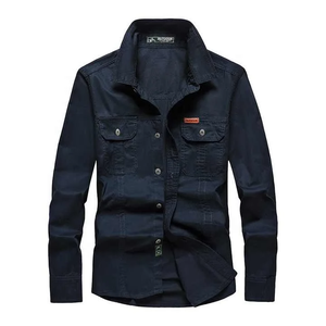 Nueva Llegada: Camisa de Trabajo para Hombre, Estilo <span class=keywords><strong>Vintage</strong></span>, Popelina Antiarrugas, Doble Bolsillo, Manga Larga, Casual, con Botones, para Senderismo y Camping al Aire Libre - Product Image 5