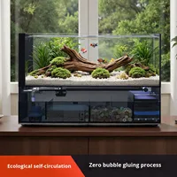 Aquarium en verre ultra-transparent avec cadre ultra-fin, système de filtration et d'oxygénation intégré pour aquarium de salon