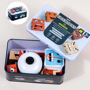 Ekspresi kayu yang cocok blok permainan pendidikan montesori batang mainan anak prasekolah wajah berubah - Product Image 6