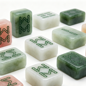 Tuiles <span class=keywords><strong>de</strong></span> Mahjong en Jade Vert Blanc Glacé, Pierre Précieuse Naturelle Polie à la Main, 144 148 152 160 166 Pièces <span class=keywords><strong>de</strong></span> <span class=keywords><strong>Jeu</strong></span>, Ensemble <span class=keywords><strong>de</strong></span> Mahjong - Product Image 6