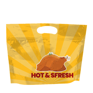 OEM personalizado laminado bolsa de pollo asado con ventana transparente antivaho Sider Ziplock bolsas de embalaje de pollo a la parrilla - Product Image 1