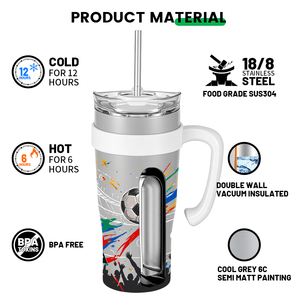 Ensemble de gourdes isothermes en acier inoxydable pour matchs de football avec logo personnalisé, avec revêtement céramique <span class=keywords><strong>à</strong></span> double paroi, gobelet de 38 oz pour couvercles et pailles - Product Image 4
