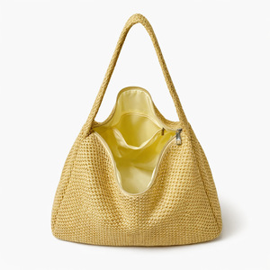 Bolso de Hombro Minimalista, Holgado, de Gran Capacidad, Hecho a Mano, Tejido de Rafia, para Vacaciones de Verano en la Playa, para Mujer - Product Image 5