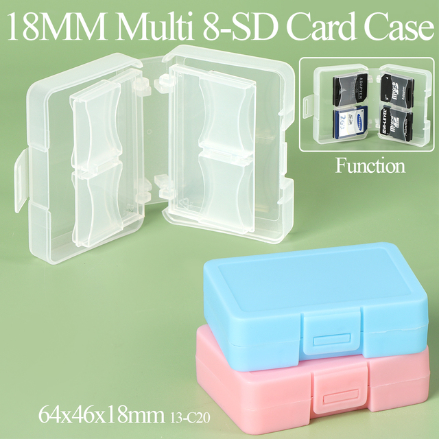 YUZMEI Camera Memory Card Plastic Case Mini SD TF CF Large Capacity  8 Slot Multifunctional 1CF+4SD Card Box