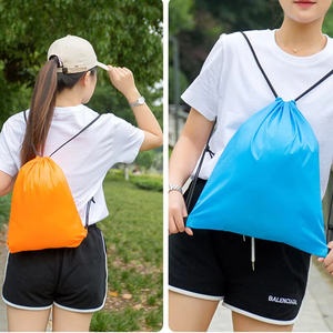 Customize Logo Size Color Wholesale Polyester <b>Drawstring</b> <b>Backpack</b> Foldable Sports <b>Drawstring</b> Bag Travel Shoes Shopping Bags - Product Image 4