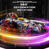 DWI Voiture RC de cascade colorée avec double télécommande 2.4G, 4 roues motrices, lumières LED, fonctions de dérive, de transformation, de pulvérisation, programmable, de levage automatique et d'escalade