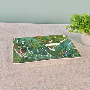 Creative Retro Rainforest 20.5cm Storage Tray Home Restaurant Bone China Ornament Tray <b>Ashtray</b> - Product Image 3