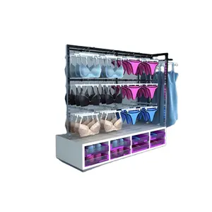 Boutique Underwear Metal Display Stand,Freestanding Multifunctional  Lingerie Bra Shorts Panties Swimwear Storage Holder Commercial Shelves black