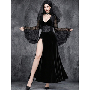 Nouvelle Robe Femme Chic et Sexy 2026 Style Européen et Américain, Taille Haute, Col en V, Bordure Dentelle, Tendance Sorcière - Product Image 4