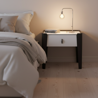 Table de chevet moderne en bois noir fait main avec plateau en pierre, 1 tiroir, pour chambre à coucher, salon et hôtel