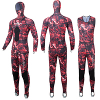 Setelan Spearfishing DIVESTAR XL Ukuran Dewasa Super Stretch 0.5mm Biru Merah Camo Berkualitas Tahan Air Berkerudung untuk Menyelam dan Berenang