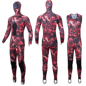 DIVESTAR XL Ukuran Dewasa Super Stretch 0.5mm Biru Merah Camo Setelan Spearfishing Berkualitas Tahan Air Berkerudung untuk Menyelam dan Berenang - Product Image 2