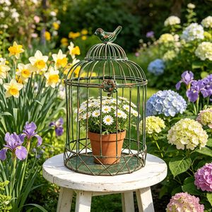 Vente en gros de cages à oiseaux rondes vintage, cages à oiseaux décoratives en métal, décoration d'intérieur, cage à fleurs, accessoires de décoration, pot à fleurs suspendu, cage à oiseaux - Product Image 6