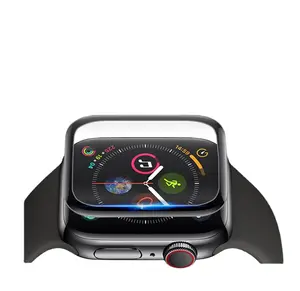 Pour apple watch série 3/4 film trempé montre intelligente film UV sérigraphie bord noir écran incurvé protecteur en verre trempé