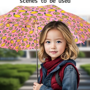 Children 16 Inch Creative 3D Cartoon Cute DIY Pattern Boy Girls Kids Gifts Long Handle Straight Security Umbrella for Sale - Product Image 3